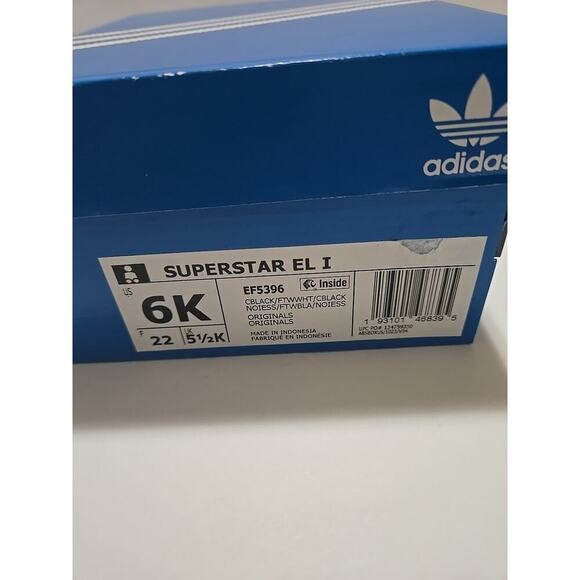 SUPERSTAR EL I ADIDAS Black/White/Black EF5396-SIZE 6K - Picture 8 of 12